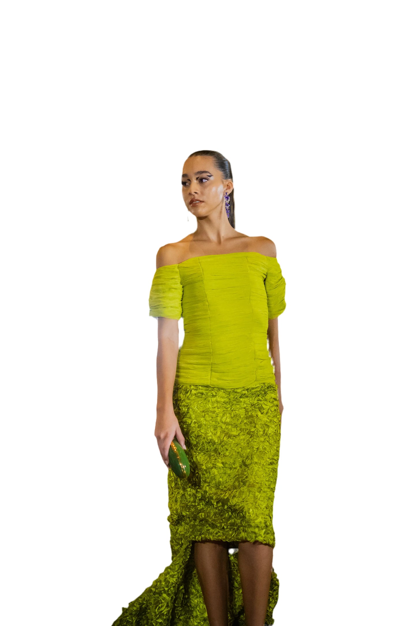 Lime Oasis Off-Shoulder Dress Toussaint Lea