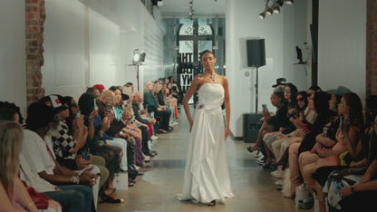 Celeste Draped Satin Gown